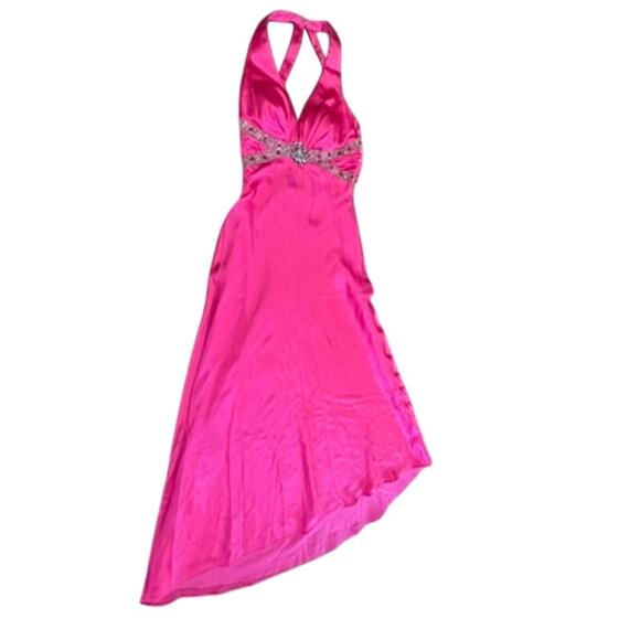 "TABOO" Formal Rhinestone Halter Maxi Dress SZ 9/10 Y2K Barbie Prom PLZ READ!! - Picture 6 of 16